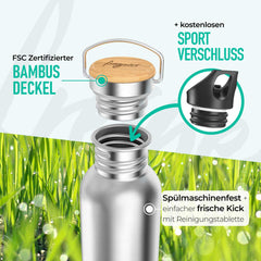 Edelstahl Trinkflasche mit Sportverschluss – Auslaufsicher & BPA-frei