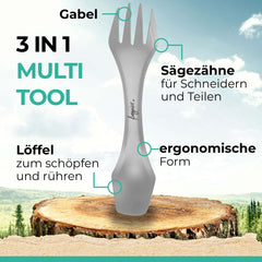 Titan Göffel – Ultraleicht & Hochwertig 3-in-1 Campingbesteck