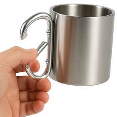 Der doppelwandige Abenteuerbecher – Edelstahl | 185 ml | Mit Karabinergriff