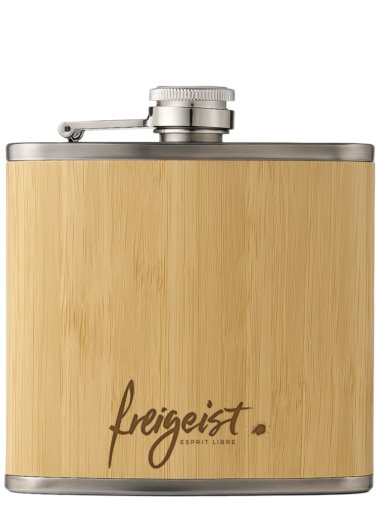 Der Flachmann – Edelstahl | 175 ml | Mit Bambus