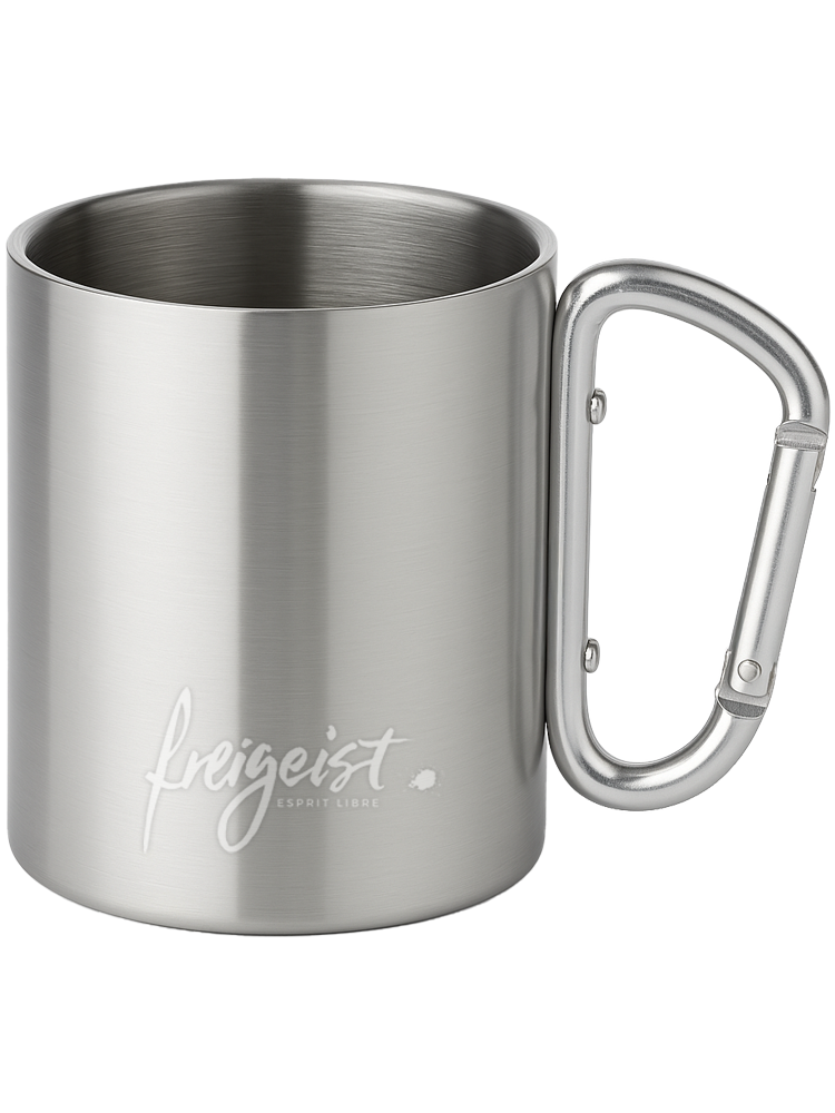 Der doppelwandige Abenteuerbecher – Edelstahl | 185 ml | Mit Karabinergriff